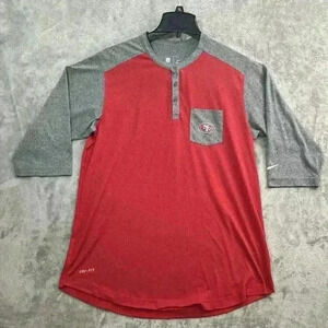Nike Shirt Mens Size Large San Francisco 49ers Team Apparel Henley Gray Red NFL